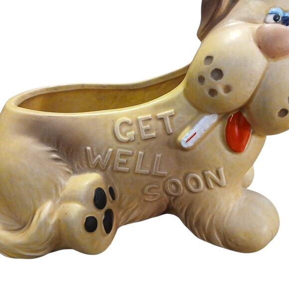 Vintage Lefton #5712 Get‎ Well Ceramic Hound Dog Planter Gift 6"Lx5"Tx4"W - Picture 4 of 11